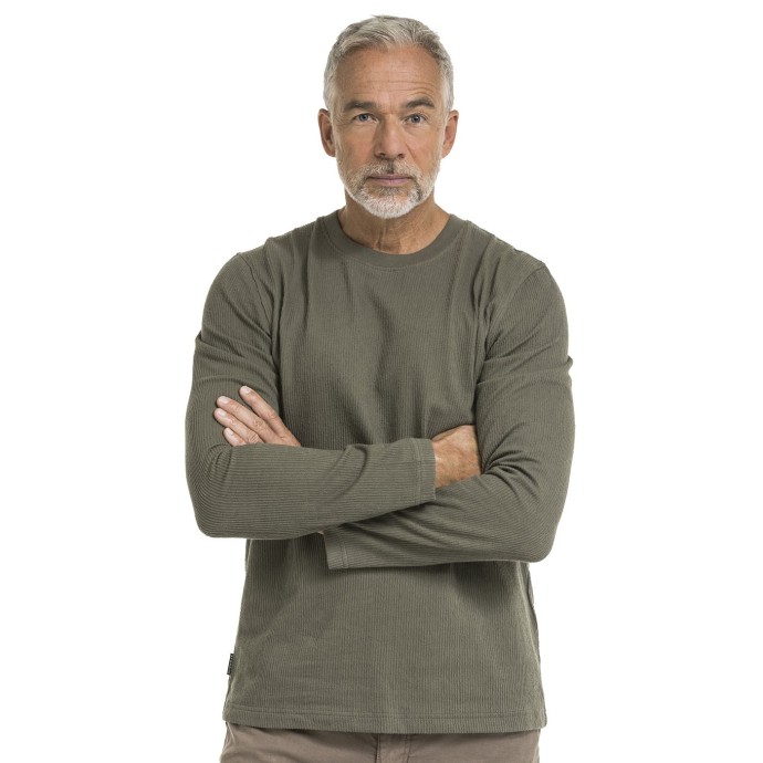 Herren-T-Shirt aus Baumwolle aus Jacquard-Strick mit langen Ärmeln grün