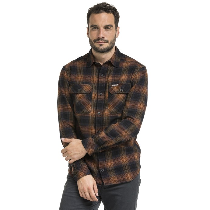 bushman herren Flanellhemd schwarz a orange