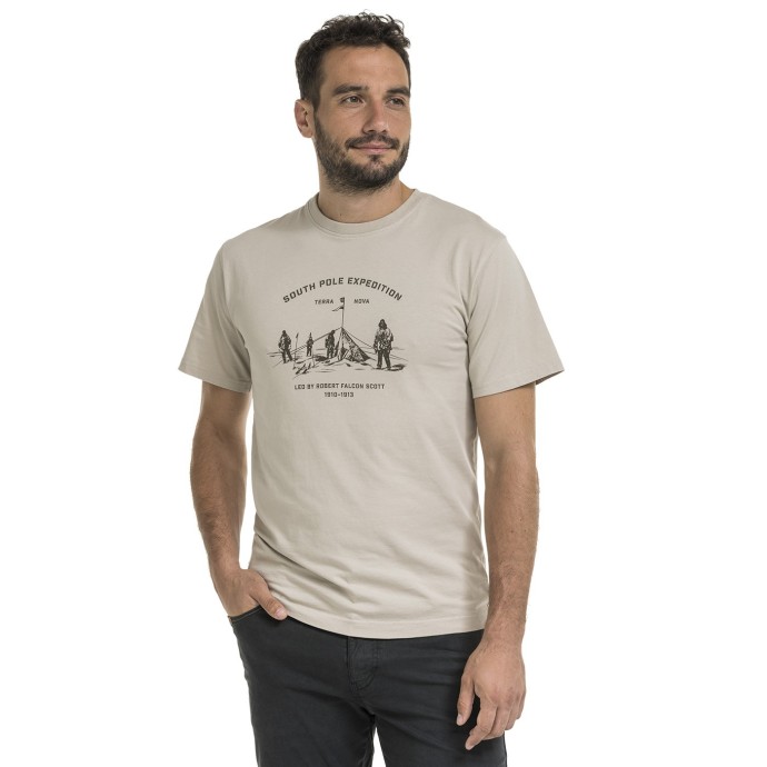 bushman Herren-T-Shirt aus Baumwolle mit Rundhalsausschnitt stein