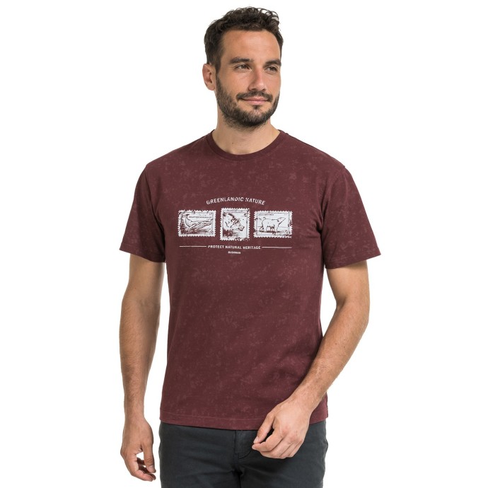 bushman Herren-T-Shirt aus Baumwolle mit Rundhalsausschnitt burgund