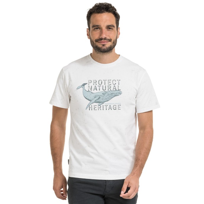 bushman Herren-T-Shirt aus Baumwolle mit Rundhalsausschnitt weiße