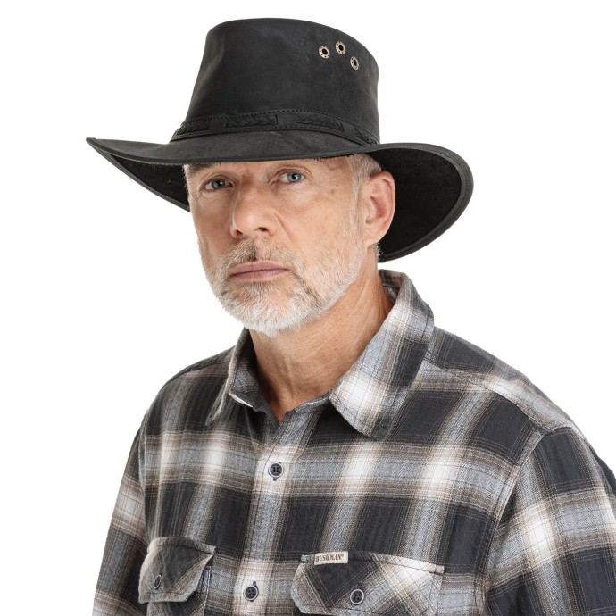 bushman herren Lederhut schwarz
