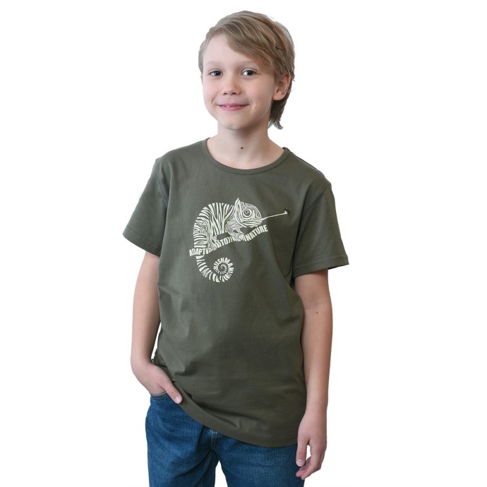 Bushman bedrucktes Kinder-T-Shirt dunkelgrün