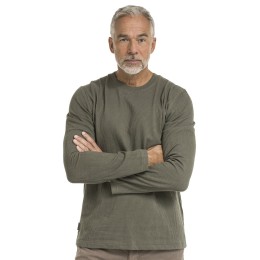 Herren-T-Shirt aus Baumwolle aus Jacquard-Strick mit langen Ärmeln grün