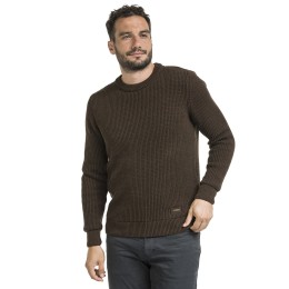 Bushman Herren-Pullover mit Rippstrickmuster dunkelbraun