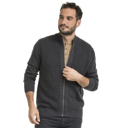 bushman herren Pullover mit durchgehendem Reißverschluss dunkelgrau